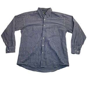 John Phillip Blue Plaid Button Front Shirt Men’s XL Long Sleeve Cotton